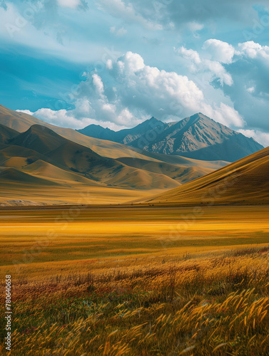 Grassland scenery in Xinjiang, China,created with Generative AI tecnology. 