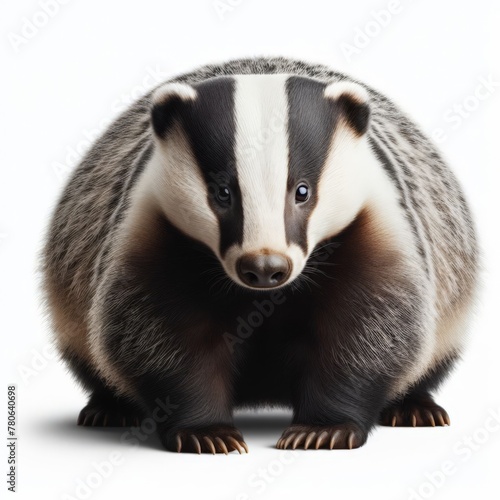 Image of isolated badger against pure white background, ideal for presentations
