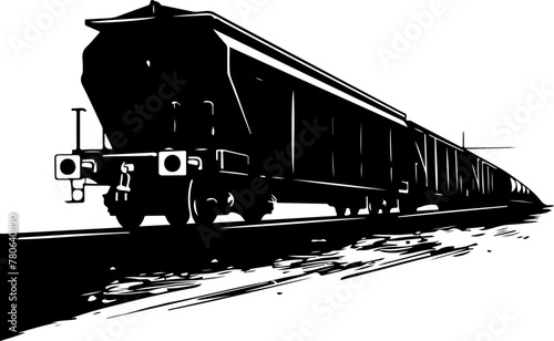 A stark silhouette of a grain hopper railcar, essential for agricultural and freight transport concepts.