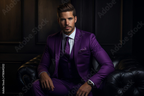 AI generated image of confident handsome businessman dressed stylish suit