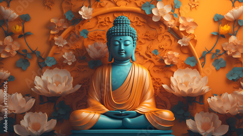 Golden Buddha Statue in Thai Temple