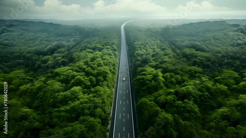 Fototapeta Naklejka Na Ścianę i Meble -  Mountain highway winding through lush green landscape under a vast sky, offering captivating views of nature's beauty