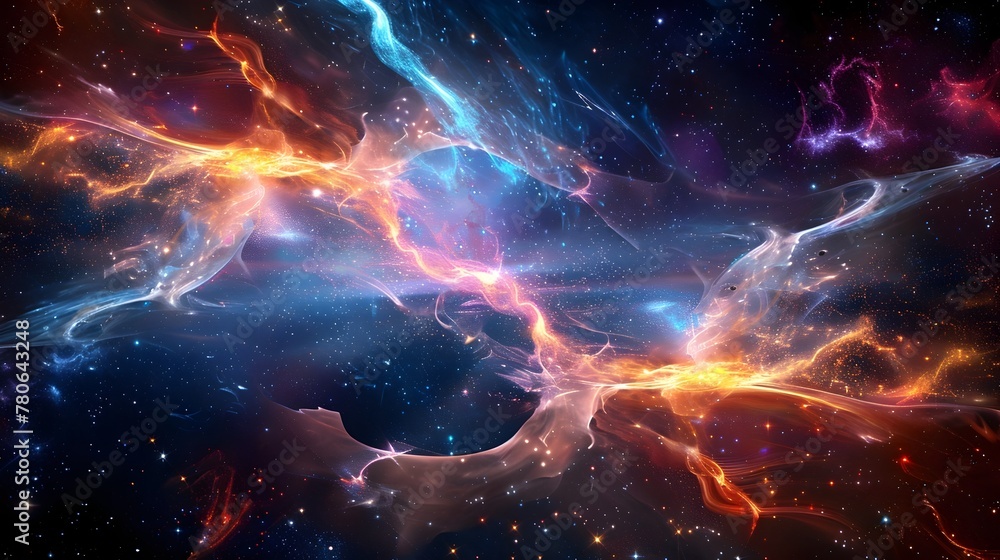 Cosmic Music Waves:Vibrant,Dynamic Abstract Interstellar Fusion of Energy and Light