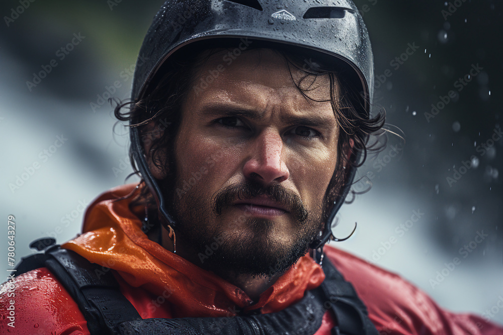 Dangerous extreme hobby people sailing kayaking down river active sportive lifestyle Generative AI picture Dangerous extreme hobby people sailing kayaking down river active sportive lifestyle Generative AI picture