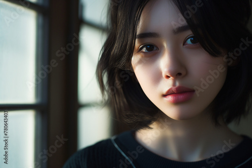 Generative AI photo of cute asian preteen kid wear uniform against blurred background Free Download Generative AI photo of cute asian preteen kid wear uniform against blurred background - GFXLoad