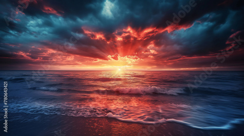 Sunset isolation background, Sunset on the beach, Illustration. © AI-Stocks