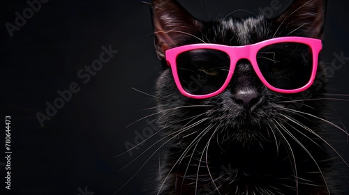 ピンクのサングラスをかけた黒猫 © 敬一 古川