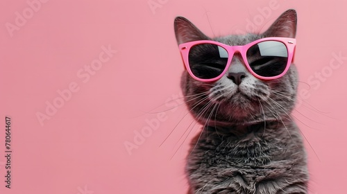 ピンクのサングラスをかけたネコ photo