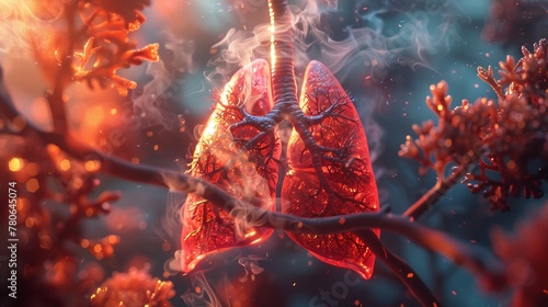 A surreal interpretation of the scarring and fibrosis present in idiopathic pulmonary fibrosis IPF ,super realistic,soft shadowns