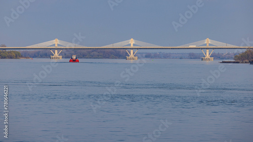 New Europe Bridge Over River Danube Conecting Bulgaria and Romania Countries photo