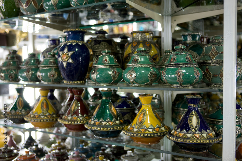 Morocco Marrakesh bright goods from the souk Morocco Marrakesh bright goods from the souk
