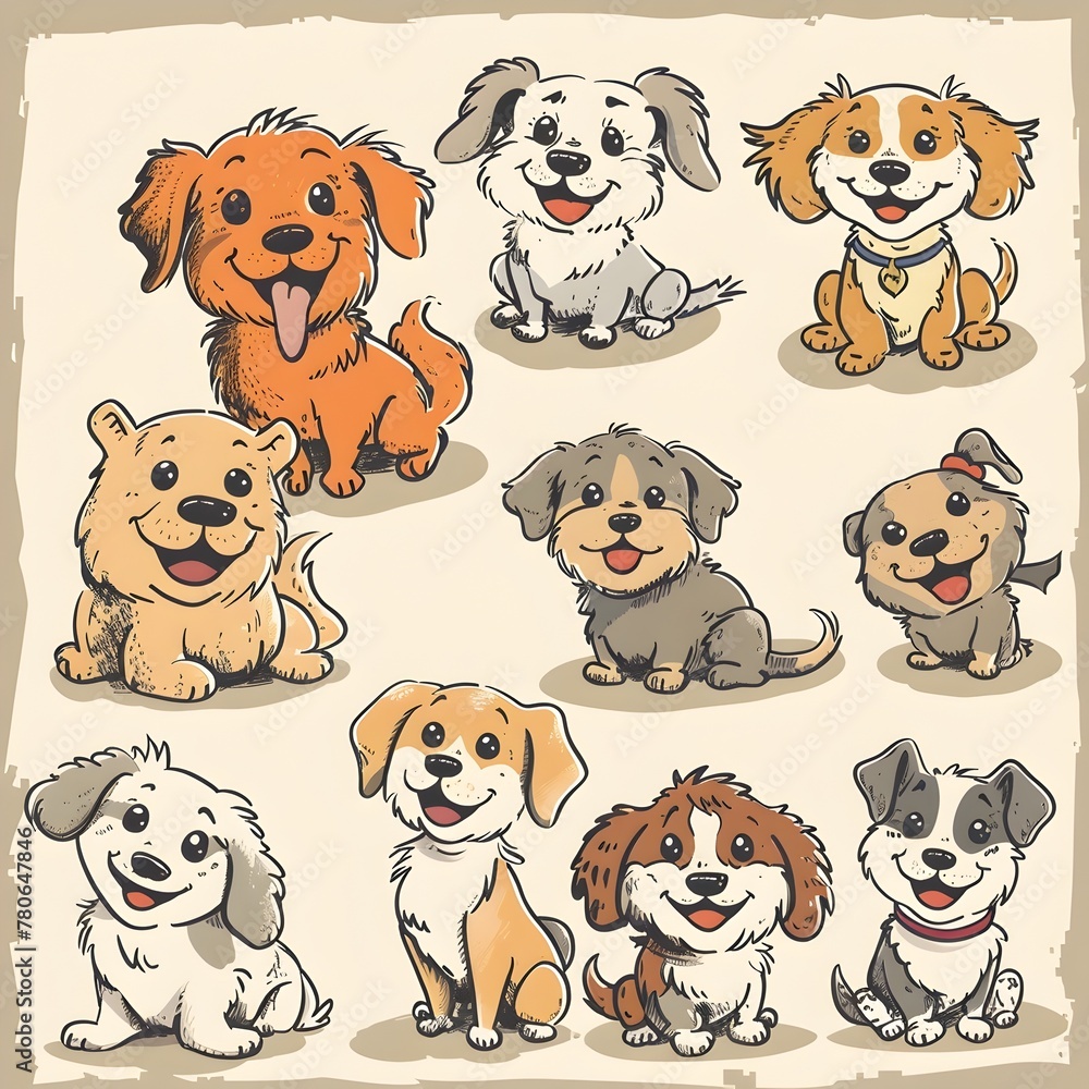 Delightful Canine Companions:A Charming Collection of Expressive Cartoon Puppy Delightful Canine Companions:A Charming Collection of Expressive Cartoon Puppy