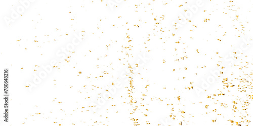 Abstract doted and confetti golden glitter and dust particles splatter on transparent background. Dust golden grunge background. Vector illustration.