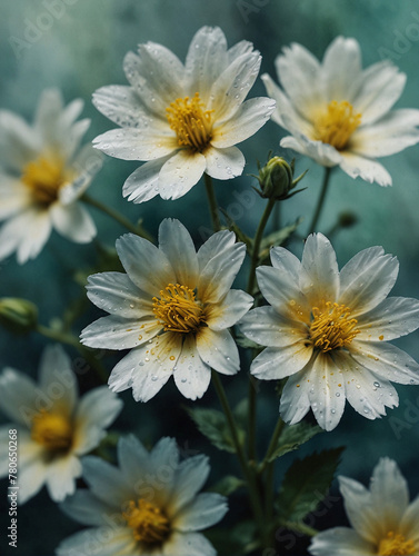 Beautiful White and Yellow Flowers in Natural