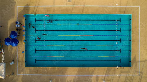 People training and exercising in a swimming pool
