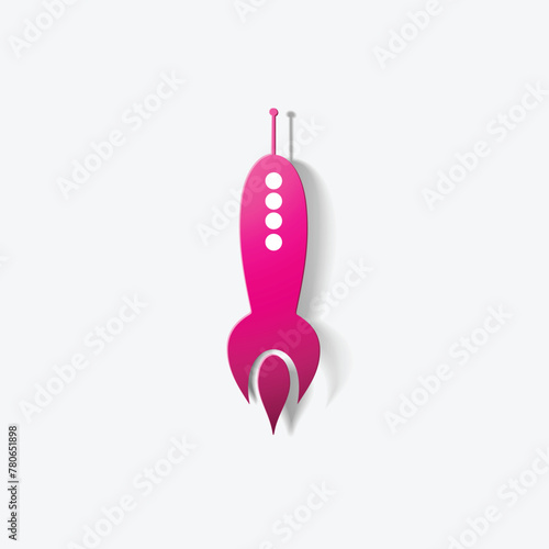 Paper clipped sticker aircraft rocket vector image