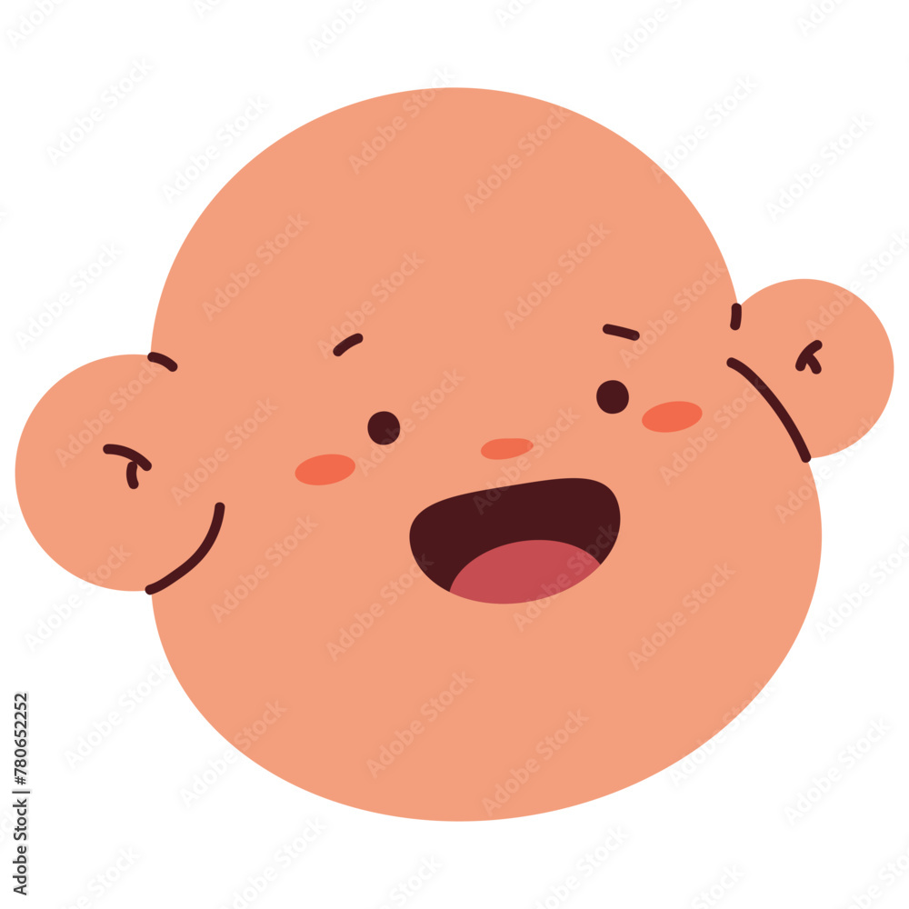 Fototapeta premium Funny baby boy face emotion vector cartoon sign isolated on a white background.