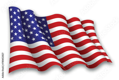 Realistic waving flag of United States