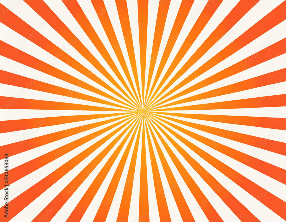 Naklejka premium Orange Sunburst Pattern Background. Rays. Radial. Summer Banner. Illustration