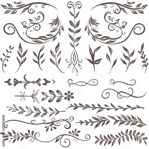 Charming Hand-Drawn Laurels,Swirls,Dividers,and Arrows for Creative Projects