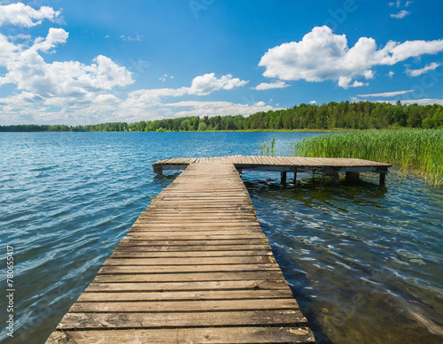 Wallpaper Mural Wooden pier in the lake on a clear summer day Torontodigital.ca