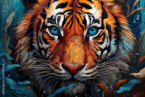 Create a one-of-a-kind illustration of a close-up animal portrait  showcasing the finest quality in every stroke and color