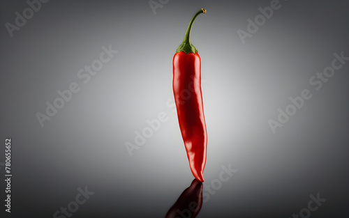 A single red chili pepper on a black background, symbolizing spice and intensity