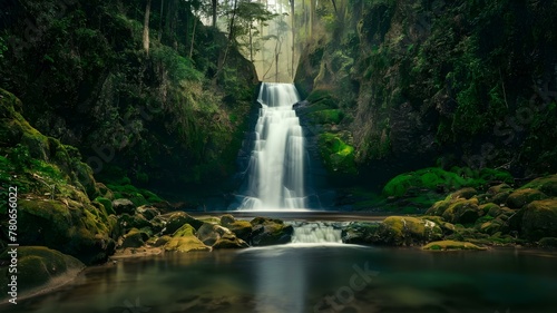 Tranquil Falls in Rei da Prata, Brazil's Hidden Gem. Concept Waterfalls, Nature Photography, Hidden Gems, Rei da Prata, Tranquil Settings photo