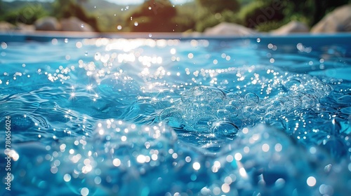 Capture the sparkling blue waters of a swimming pool under the warmth of the summer sun © fangphotolia