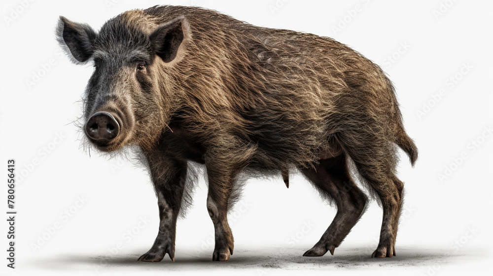 Wild Boar, Baby Boar in Close Up on White Background Wild Boar, Baby Boar in Close Up on White Background