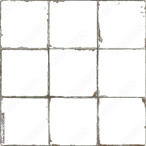 Grout. Aged brown ceramic tile seams with chipping along tile edges. Grid step 3 by 3. Vector image. Seamless pattern.Good for imitation tile for your pattern, for background.