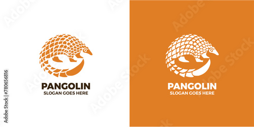 Pangolin Icon on White and orange Background photo