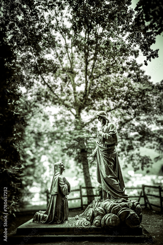 Statues of Jesus Christ the Merciful (Divine Mercy) and Saint Maria Faustina - The sanctuary of Our Lady of Lourdes - France Statues of Jesus Christ the Merciful (Divine Mercy) and Saint Maria Faustina - The sanctuary of Our Lady of Lourdes - France