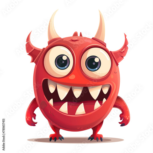 Cute happy red monster cartoon character