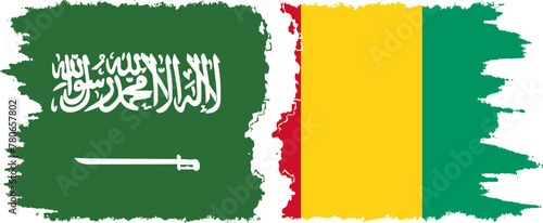 Guinea and Saudi Arabia grunge flags connection vector