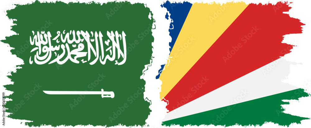 Seychelles and Saudi Arabia grunge flags connection vector Seychelles and Saudi Arabia grunge flags connection vector