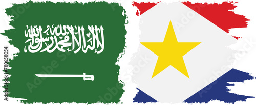 Saba and Saudi Arabia grunge flags connection vector