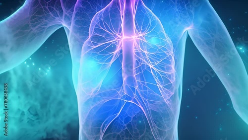 Human Respiratory system concept. lungs are part of the respiratory system, a group of organs and tissues that work together to help you breathe. Anatomy animation design 4k video photo