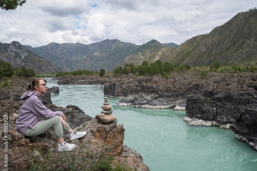 Woman at the river Katun