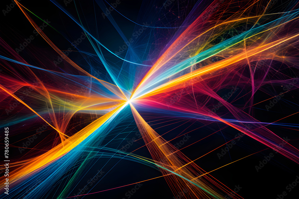 An abstract scene depicting a pulsating network of light and energy Lines of varying thickness and color intertwine, Background image of tablecloth and wallpaper An abstract scene depicting a pulsating network of light and energy Lines of varying thickness and color intertwine, Background image of tablecloth and wallpaper