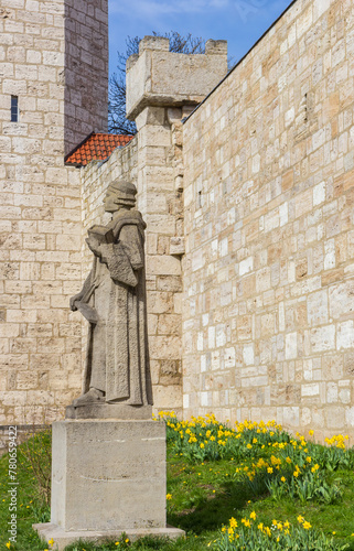 Statue of Thomas Muntzer at the city walls in Muhlhausen, Germany photo
