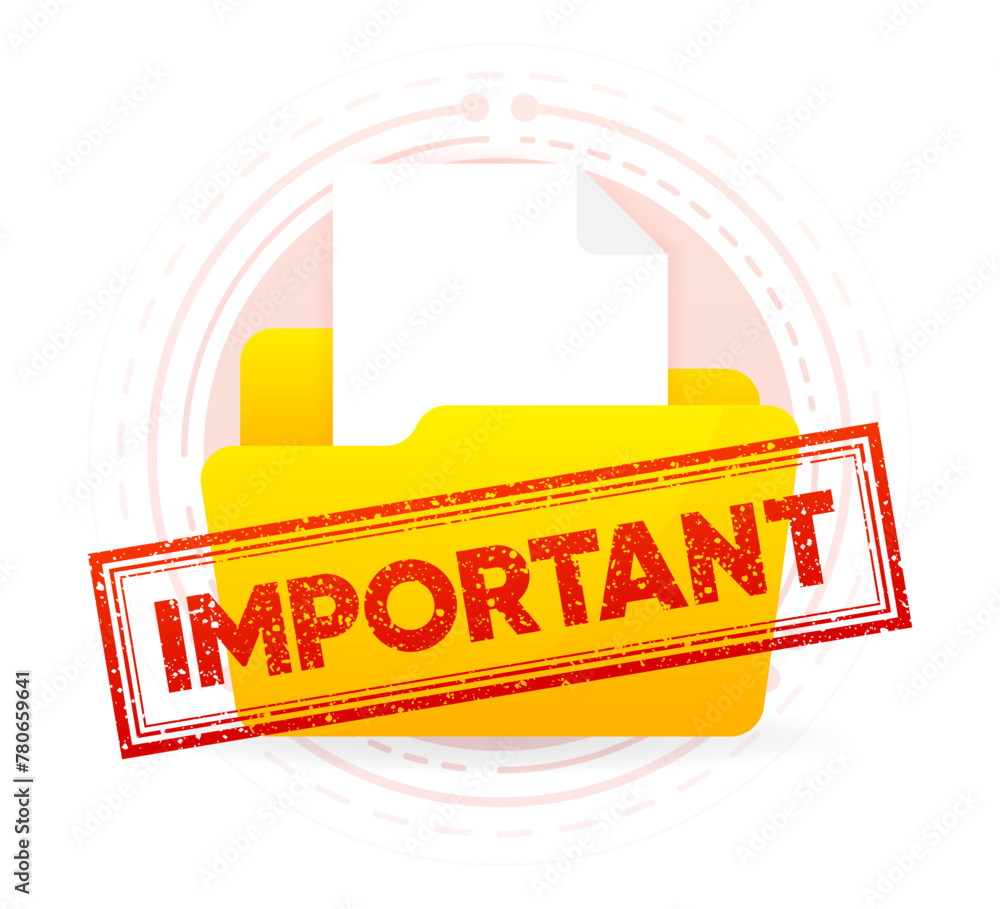 Important red rubber Stamp. Important attention notice. Vector illustration.