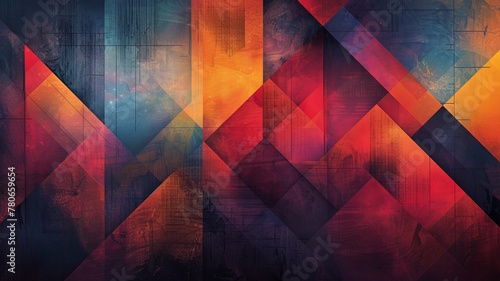 Abstract background of geometric shapes layered to create depth, all illuminated by a vibrant, captivating color scheme