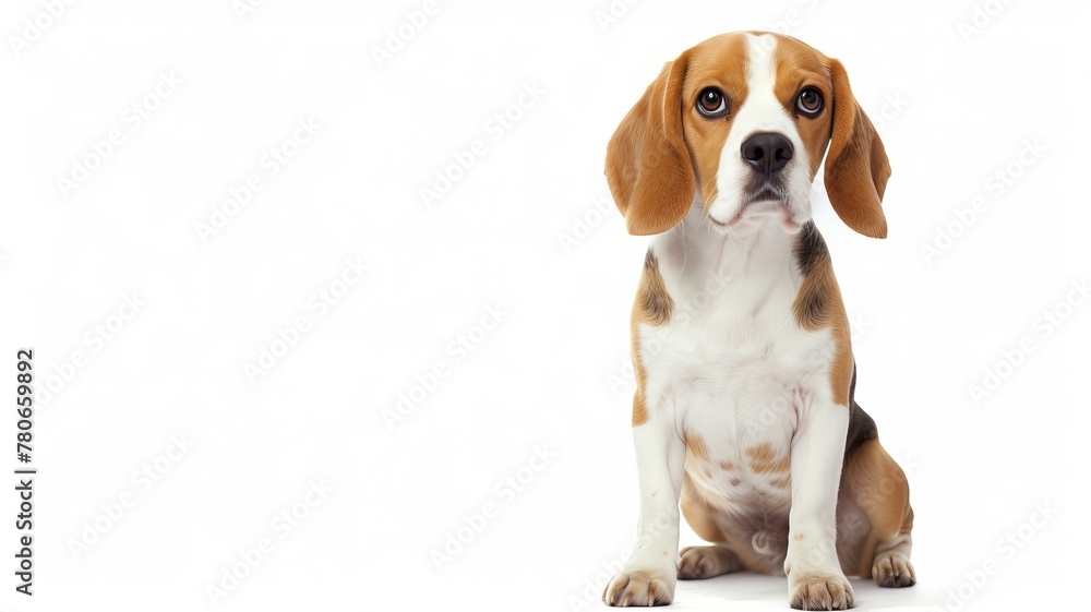 high resolution image of a beagle sitting or standing with a white background, AI Generative