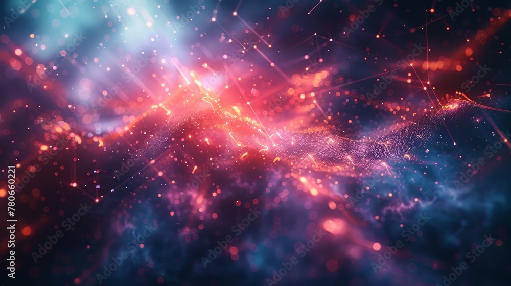 A dynamic abstract backdrop illuminated by a neon laser intersecting with a mathematical figure suggestive of a nebula A dynamic abstract backdrop illuminated by a neon laser intersecting with a mathematical figure suggestive of a nebula