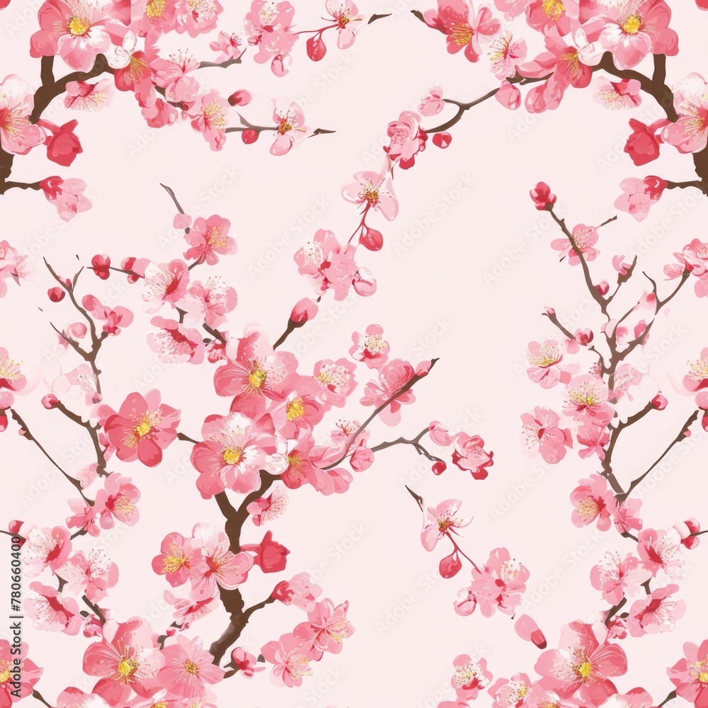 Sakura Seamless background, pink cherry blossoms