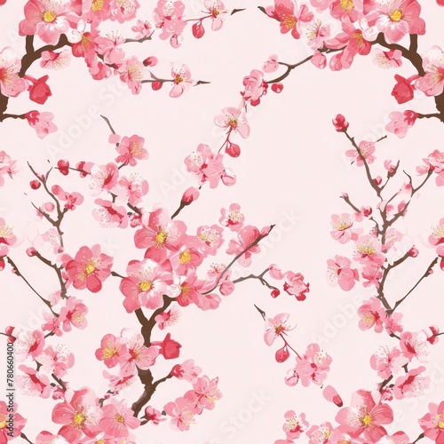 Sakura Seamless background  pink cherry blossoms