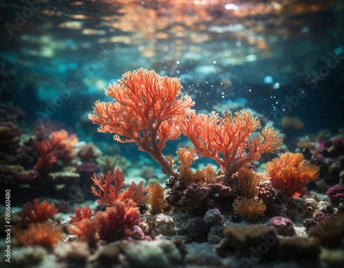 Ocean coral reef. Sea world under water background. AI Generated.