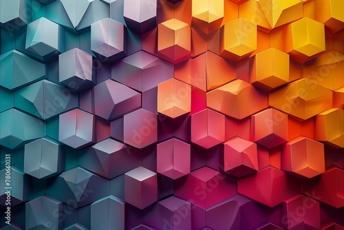 Abstract background, utilizing modular forms that tessellate in a rhythmic pattern, each module differing slightly in hue and texture for a dynamic effect photo