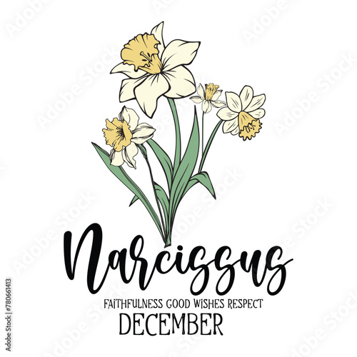 Narcissus, December, birth month flower svg, birth month flower